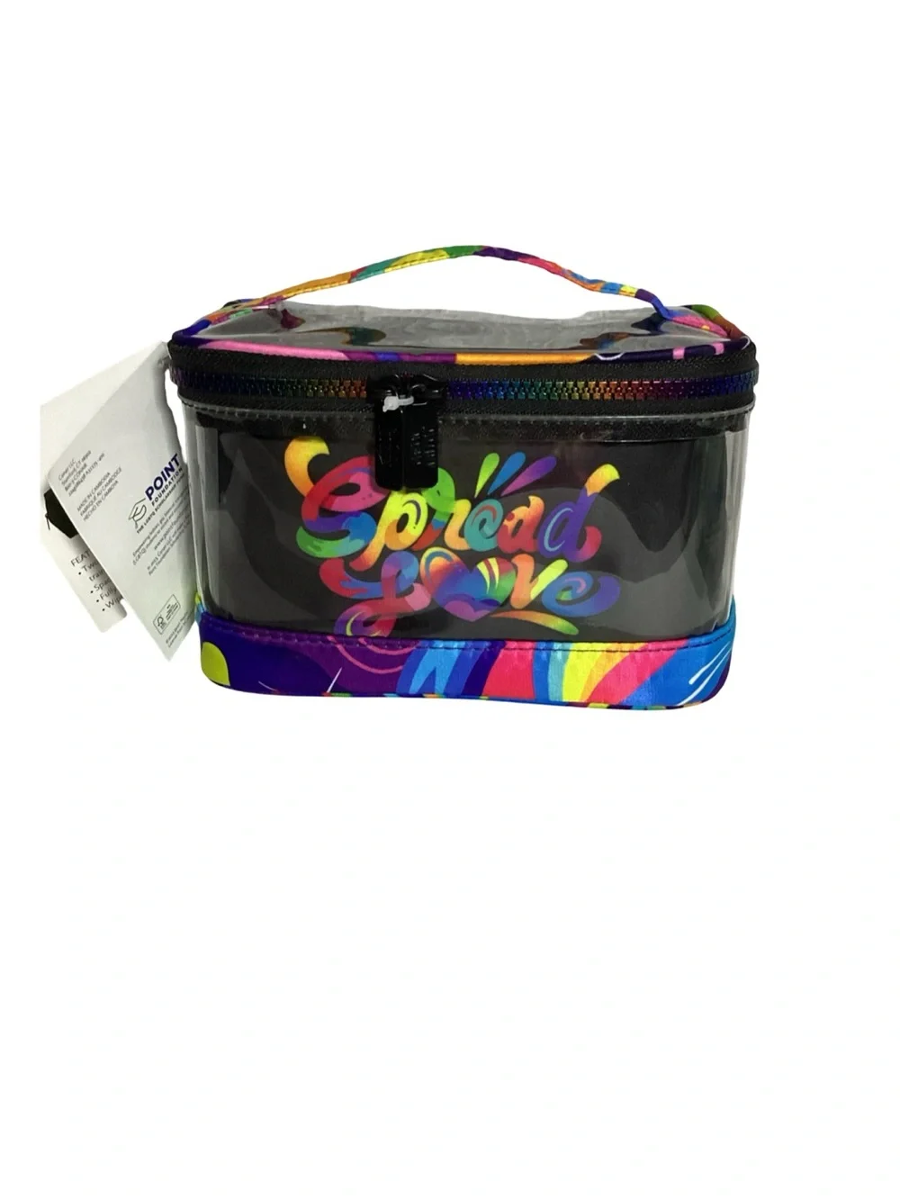 Jason Naylor Clear Multicolor Plastic Makeup Train Case w/ Zipper & Handle NEW